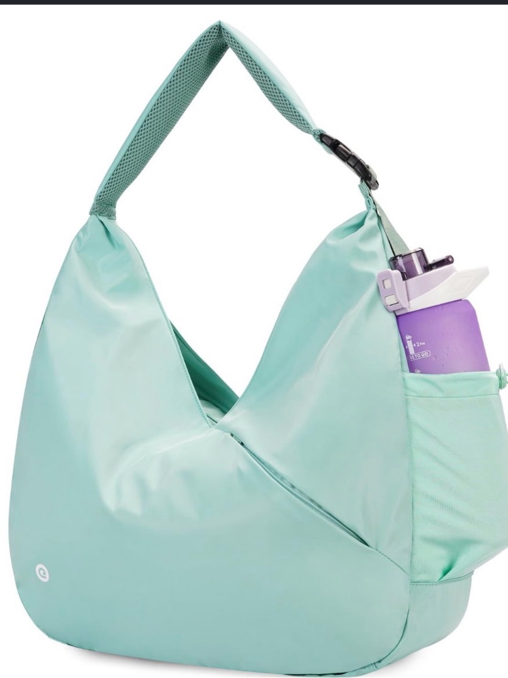 Mint Green Women's Hobo Shoulder Bag with Side Bottle Pocket workout bag